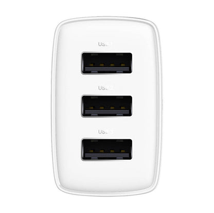 Baseus kompakt snabbladdare, 3x USB, 17W (vit