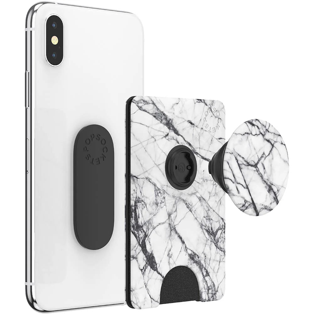 POPSOCKETS Wallet Dove White Marble Avtagbar mobil plånbok PopWallet+