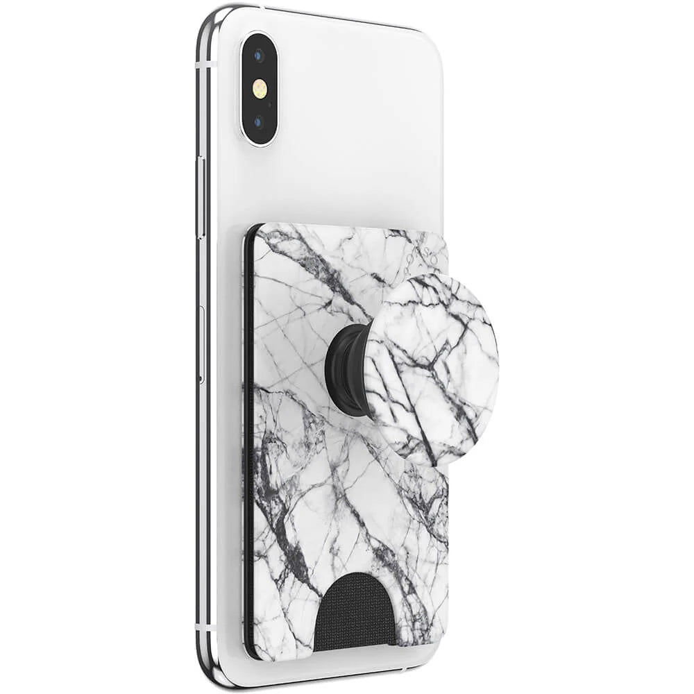 POPSOCKETS Wallet Dove White Marble Avtagbar mobil plånbok PopWallet+