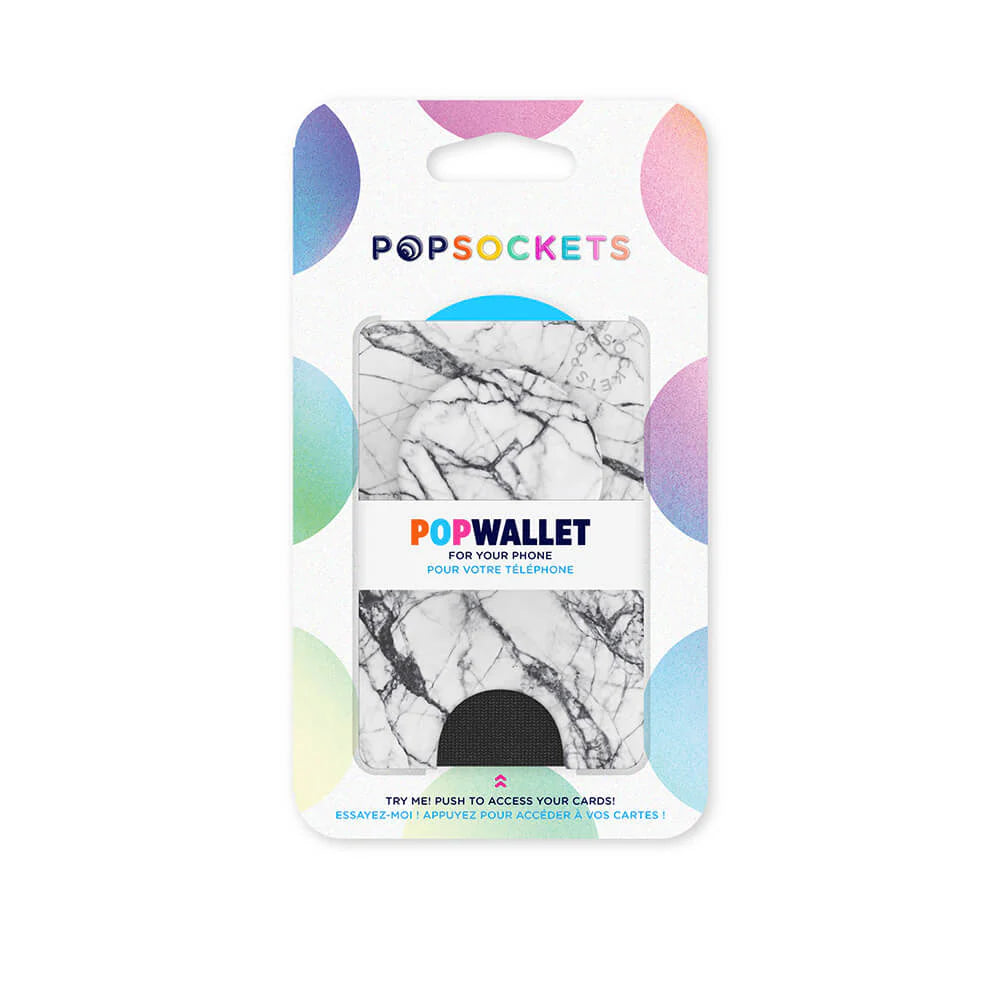 POPSOCKETS Wallet Dove White Marble Avtagbar mobil plånbok PopWallet+