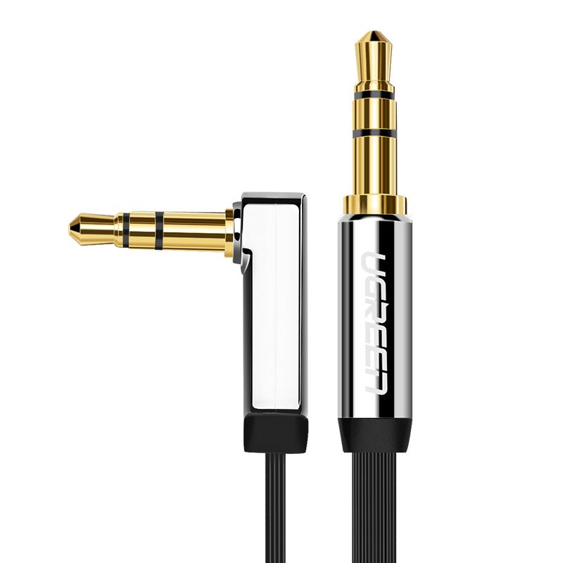 UGREEN platt kabel ljudkabel AUX 3,5 mm mini jack 1m silver (10597)