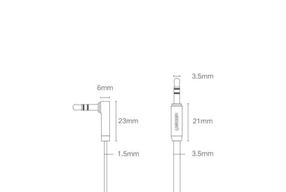 UGREEN platt kabel ljudkabel AUX 3,5 mm mini jack 1m silver (10597)