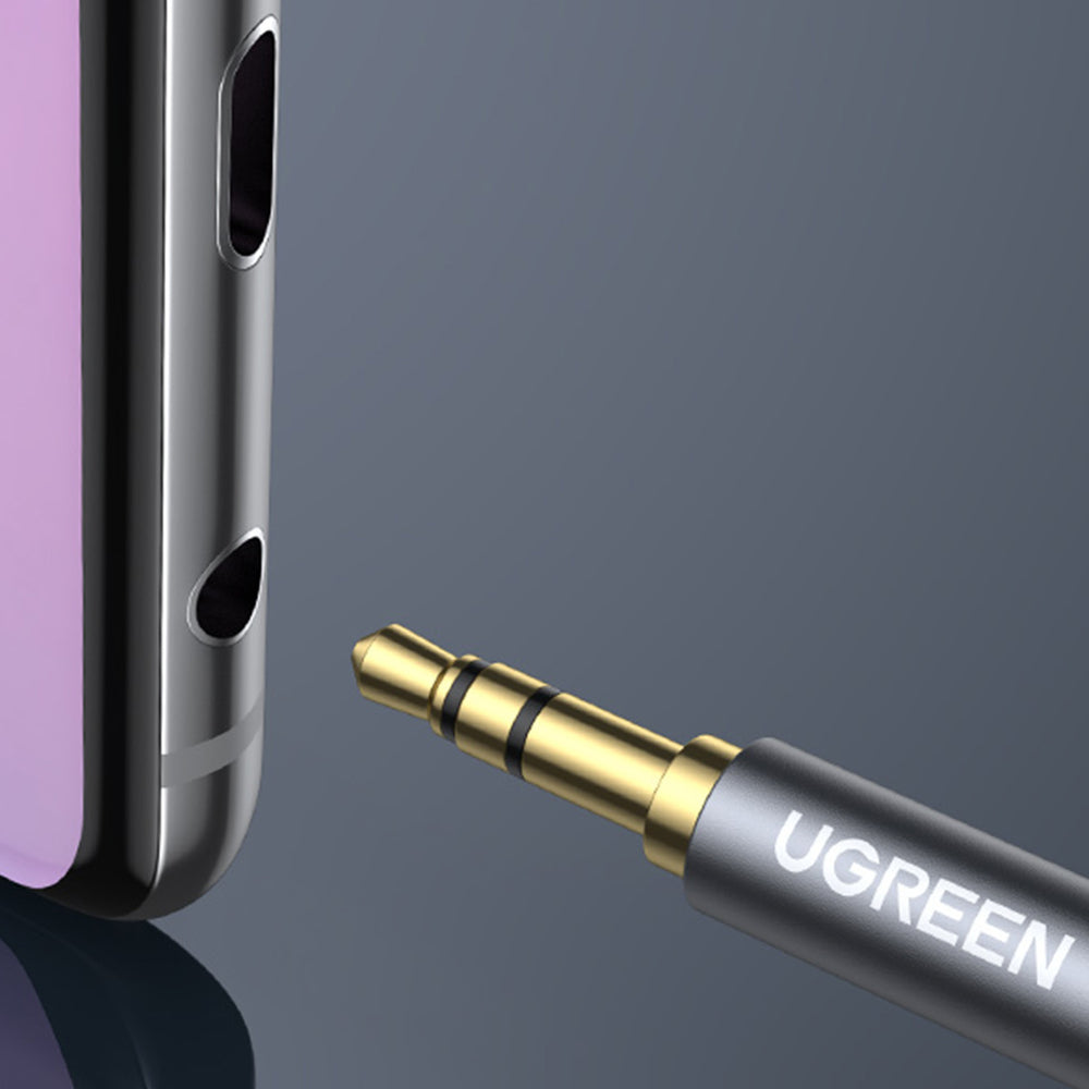 Ugreen AV118 10592 kabel 3,5 mm mini jack (manlig) / 3,5 mm mini jack (kvinnlig) 1m - silver