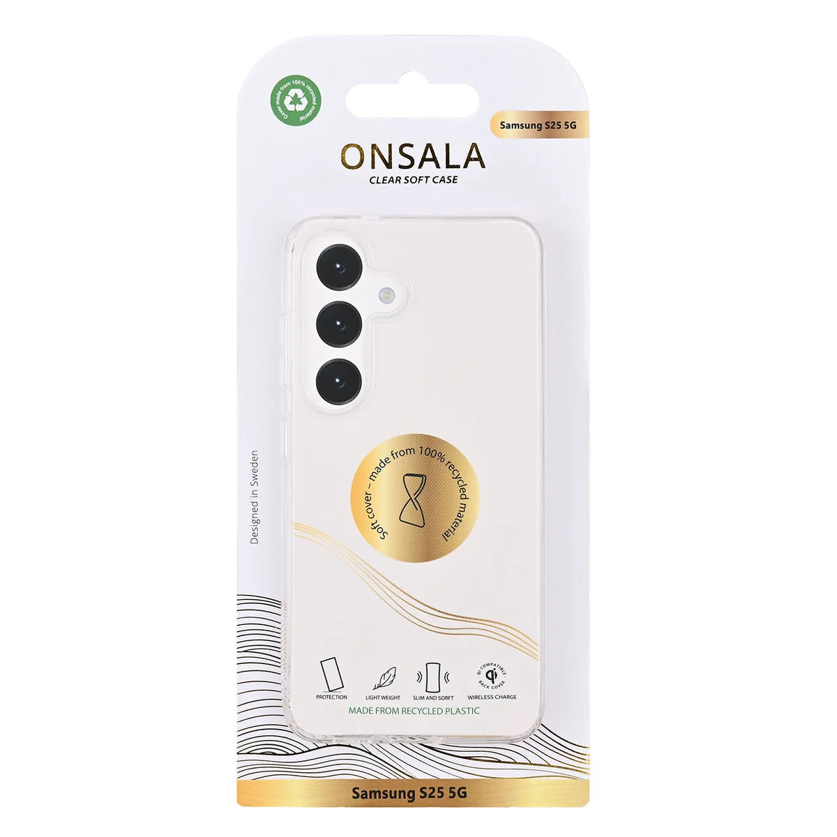 ONSALA  Mobilskal Samsung S25 5G TPU Återvunnen Transparent