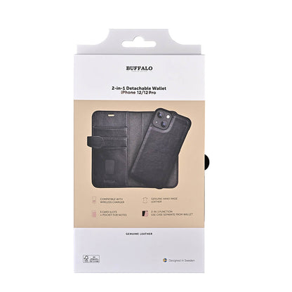 Buffalo 2in1 Wallet Leather 3 Card iPhone 12 / 12 Pro Black