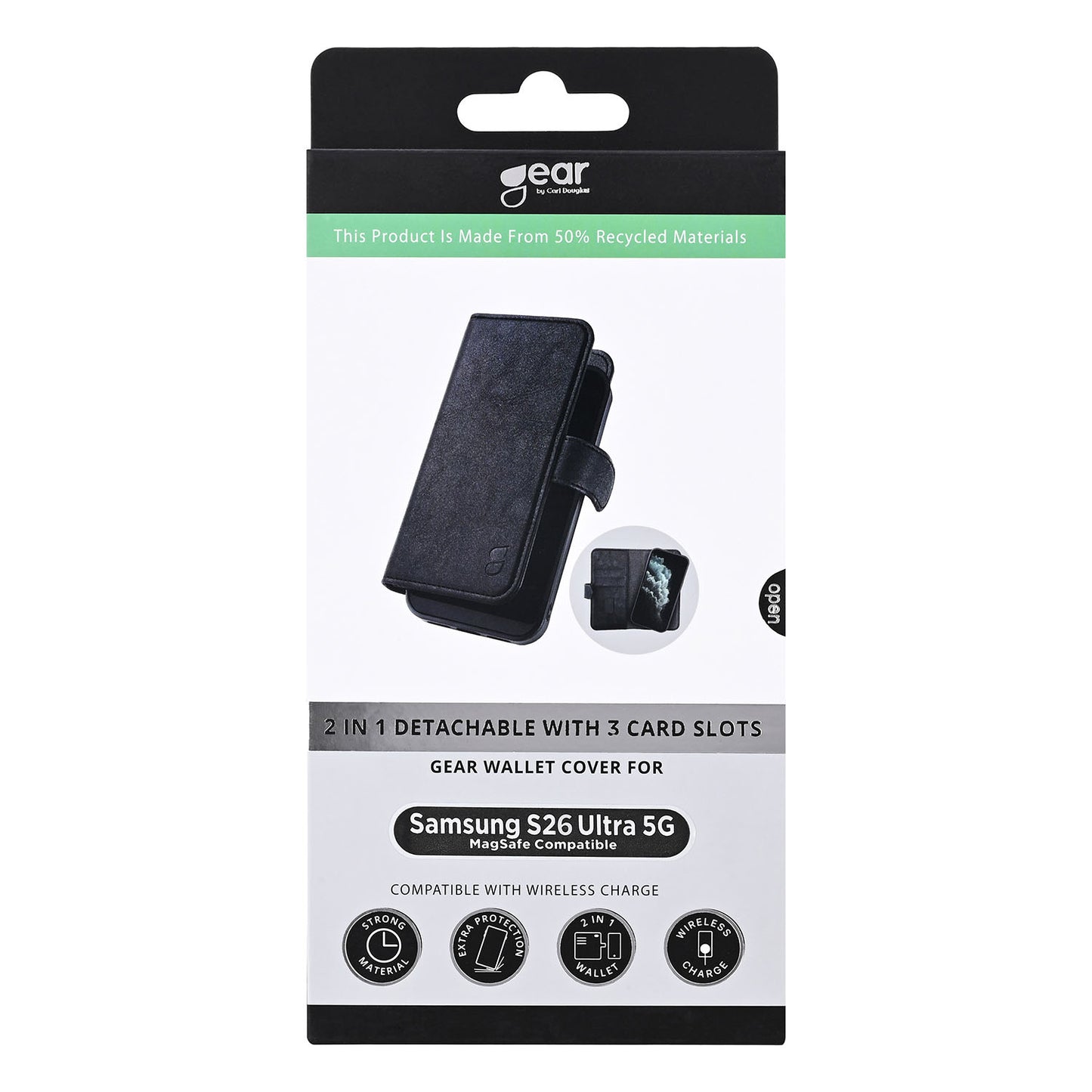 Gear 2in1 3 Card Recycled Magnetic Samsung S26 Ultra Black