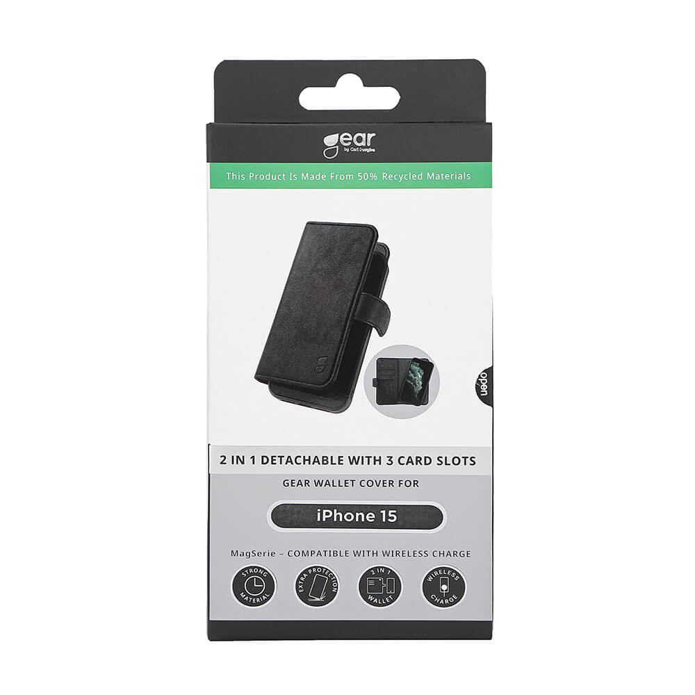 Gear 2in1 3 Card Recycled Mag Serie iPhone 13/14/15 Black