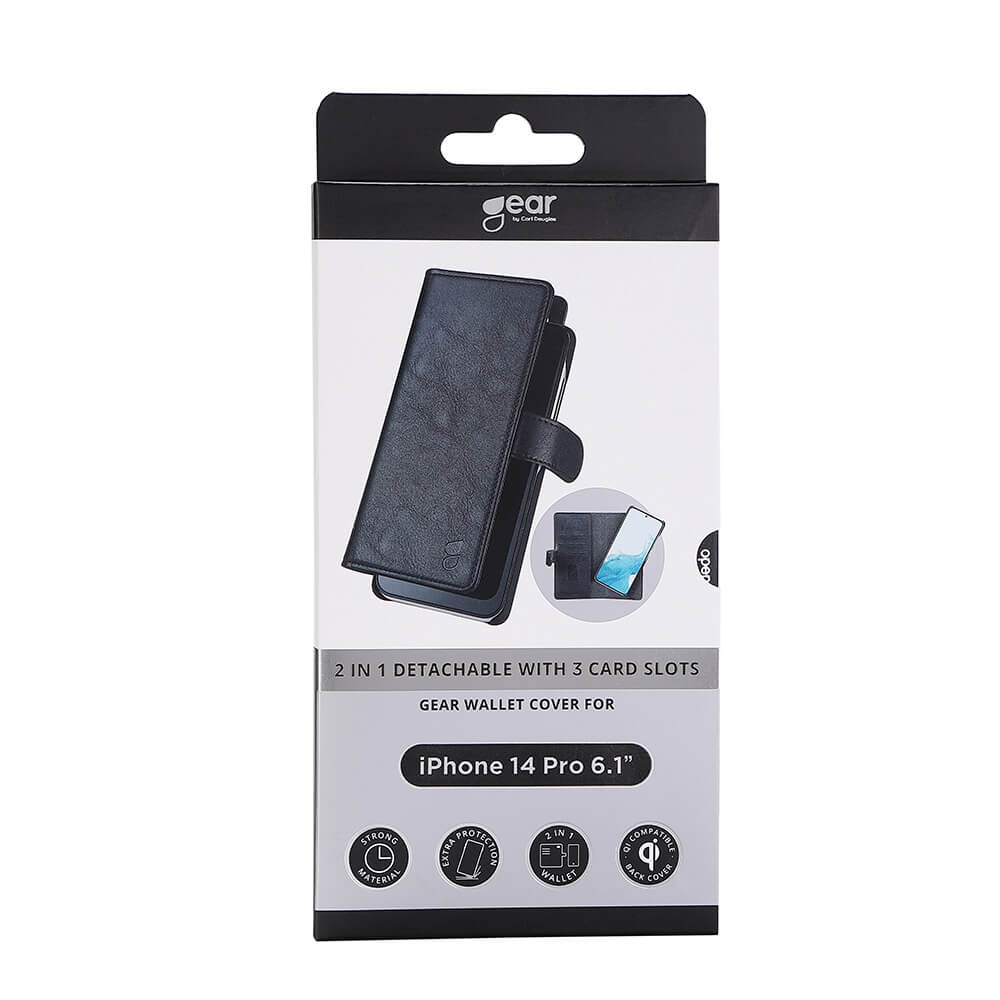 Gear 2in1 Wallet 3 Card iPhone 14 Pro 6,1" Black