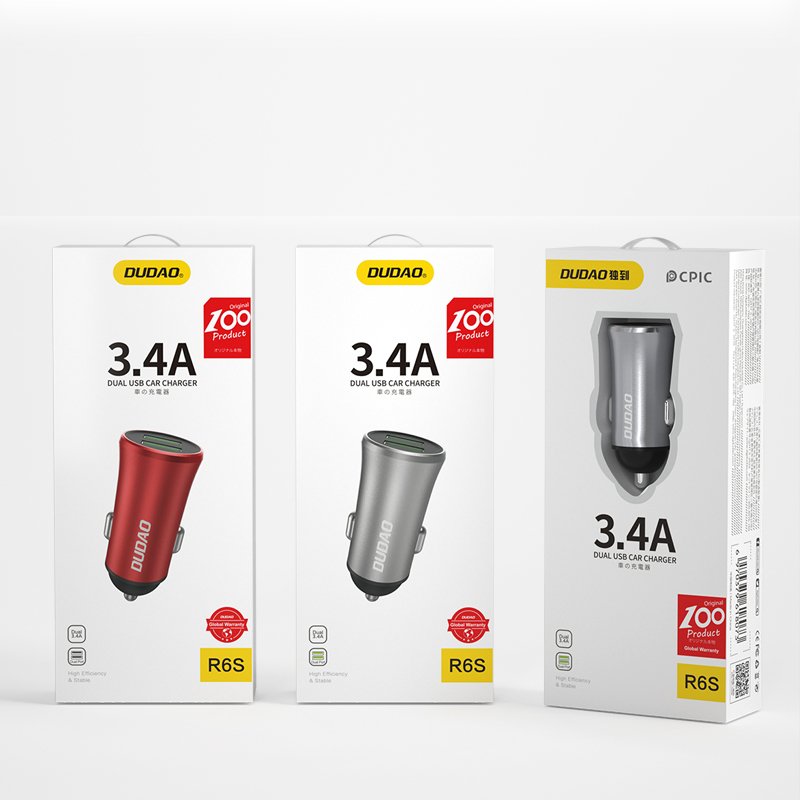 Dudao 3.4A smart bil laddare 2x USB silver (R6S silver)