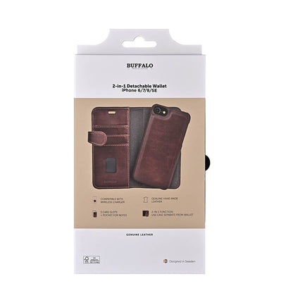 Buffalo 2in1 Wallet Leather 3 Card iPhone 6/7/8/Se Brown