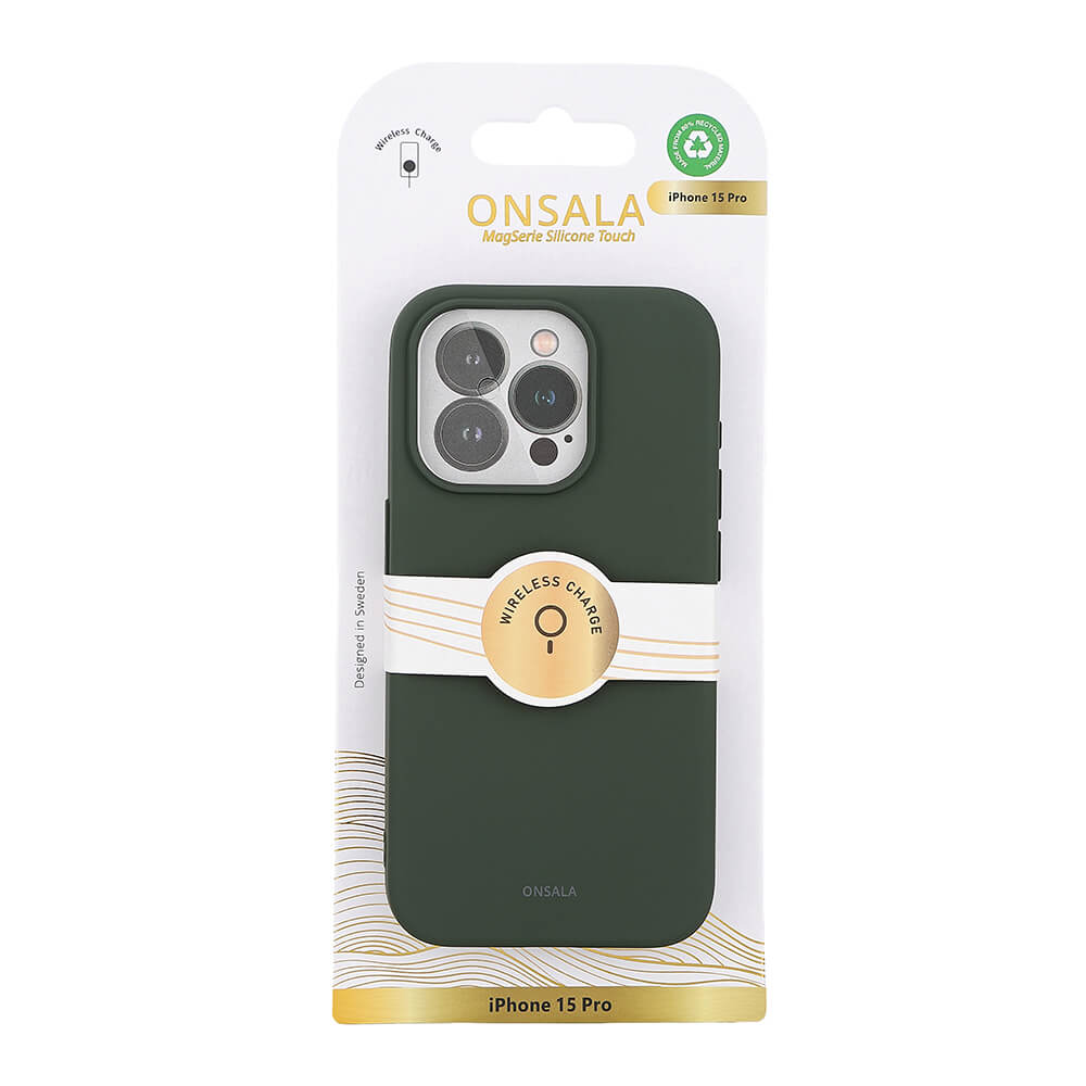 Onsala Back Sil Touch Recycled Mag Serie iPhone 15 Pro Olive Green