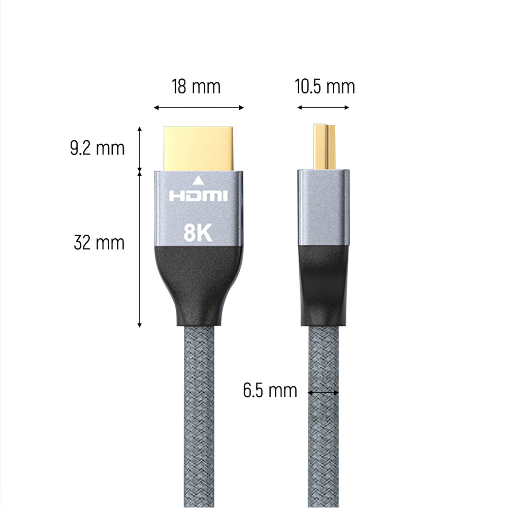 Wozinsky HDMI 2.1 Kabel 8K 60 Hz 48 Gbps / 4K 120 Hz / 2K 144 Hz 1 m Silver (WHDMI-10)