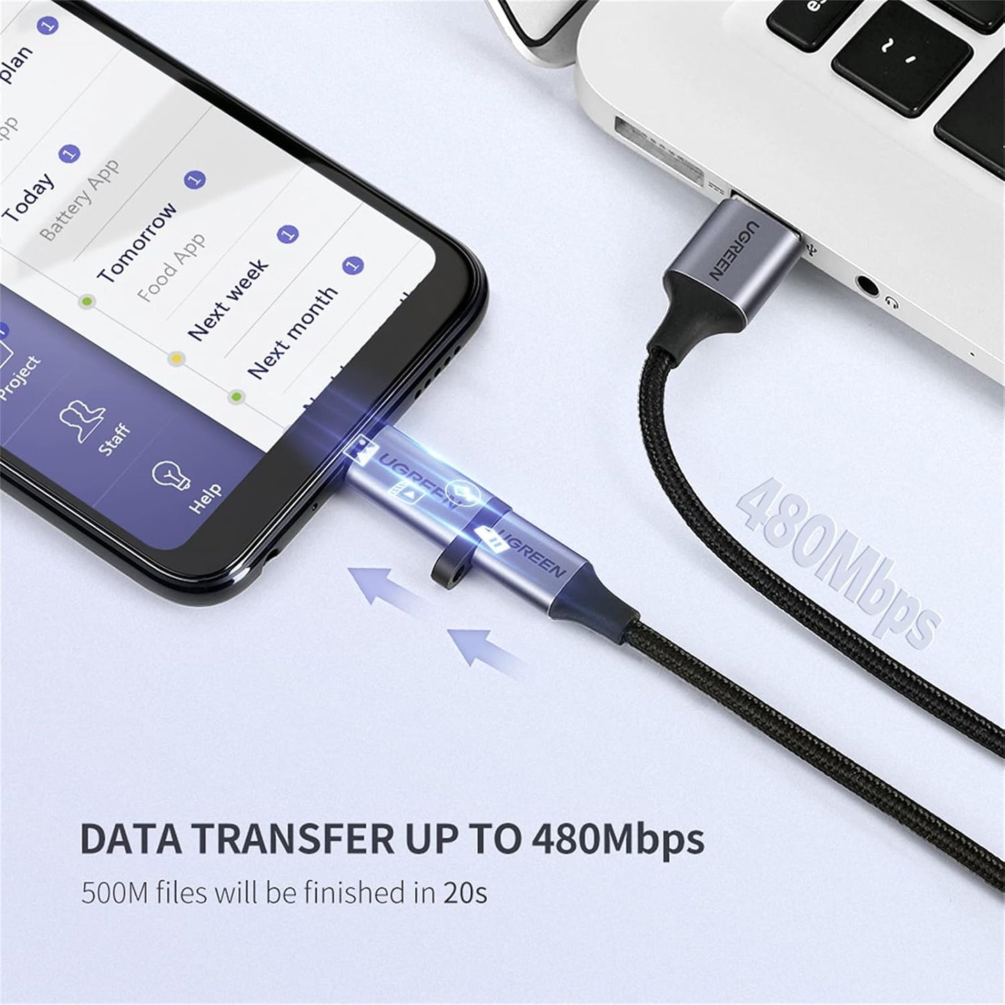 Ugreen USB-C to Micro-USB Adapter - Grey