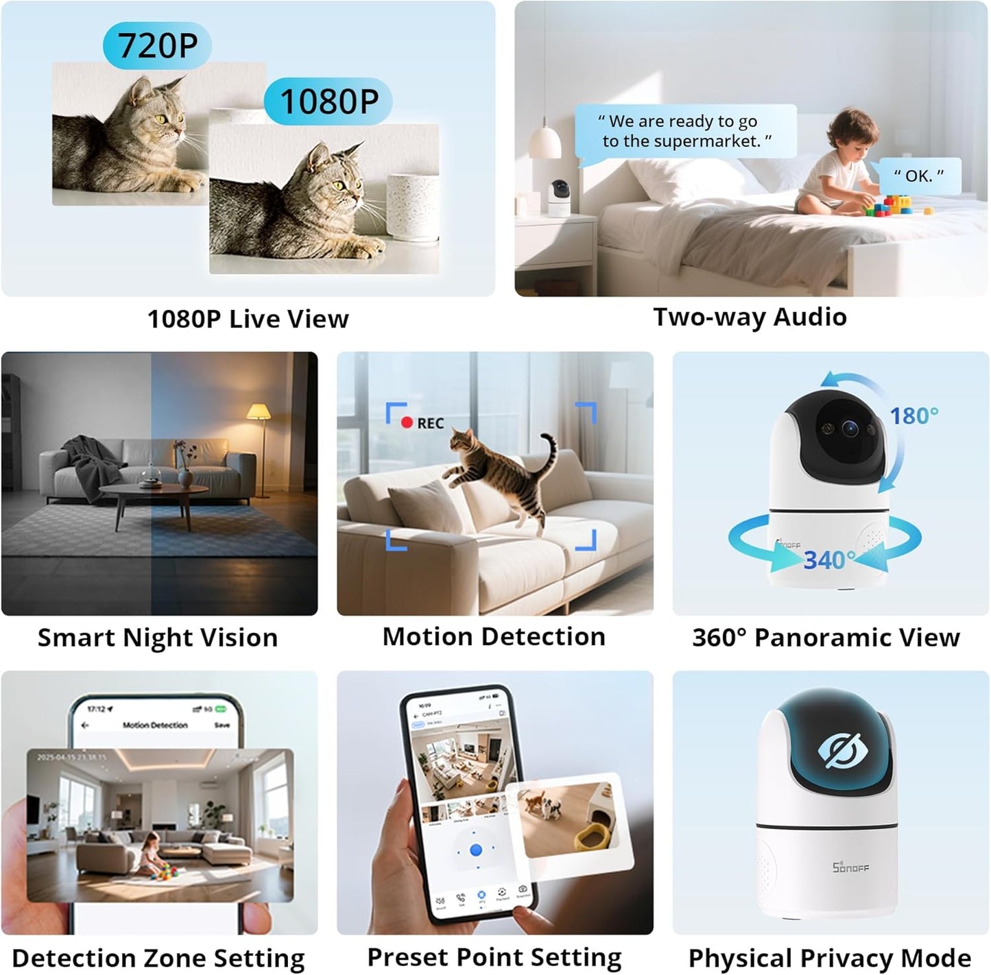 Smart Camera WiFi Sonoff CAM-PT2 2MP