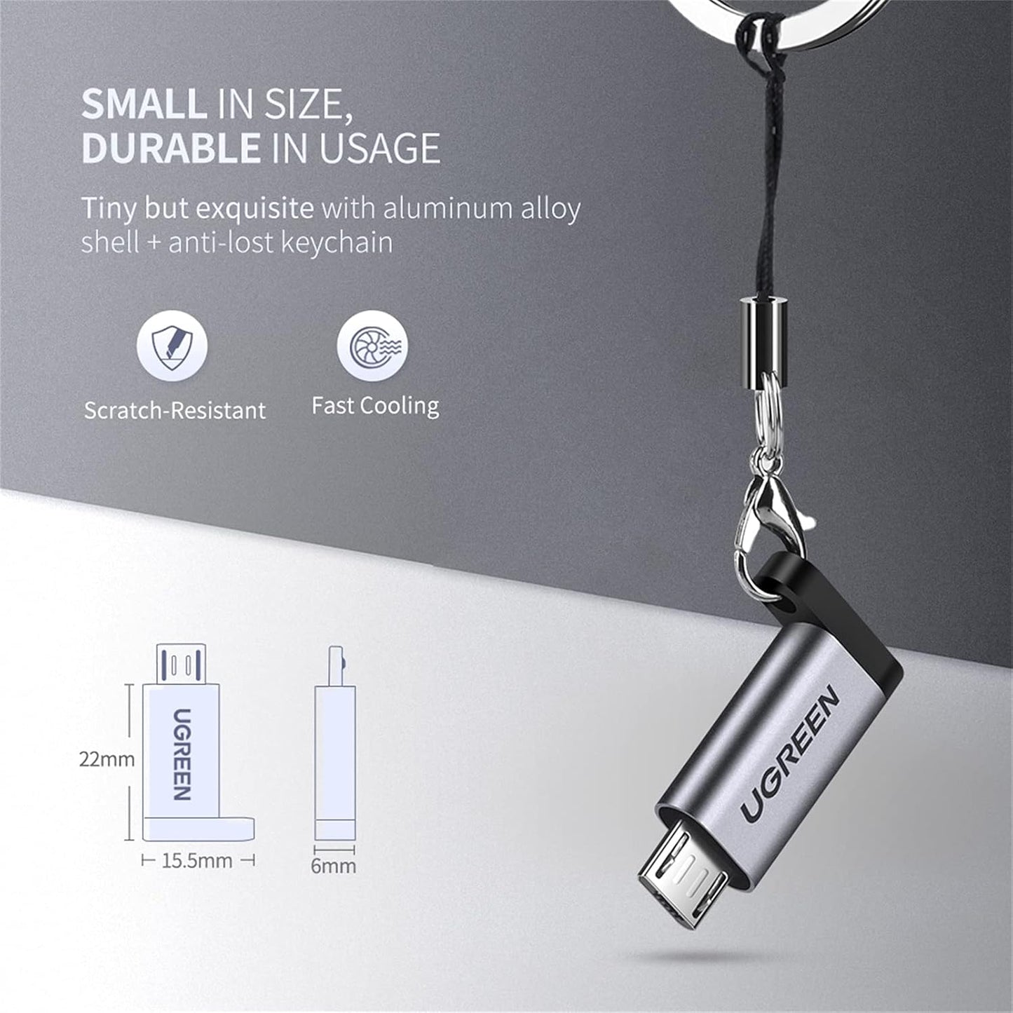 Ugreen USB-C to Micro-USB Adapter - Grey