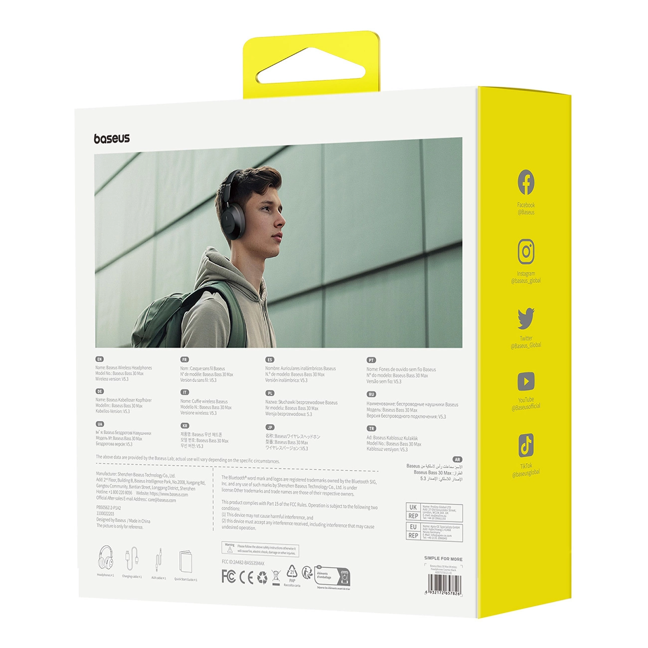 Baseus Bass 30 Max Wireless Headphones - Svart