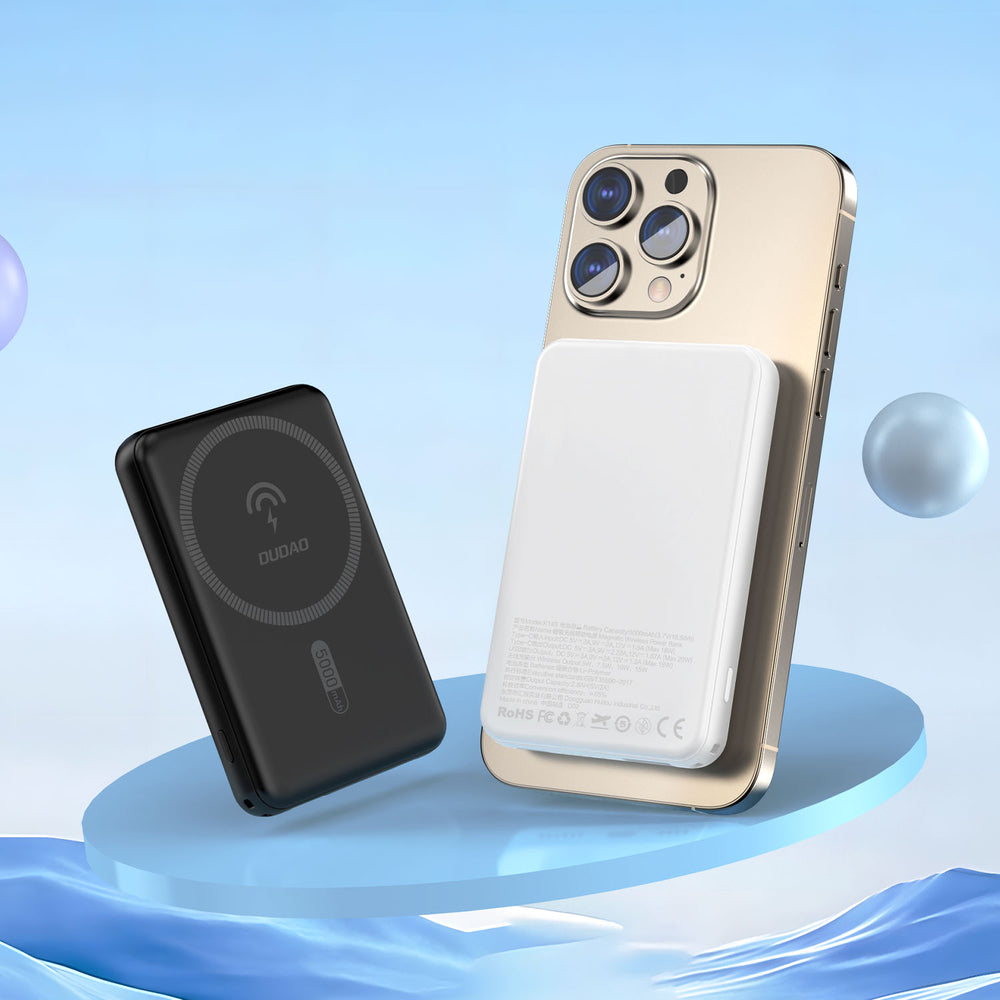 Dudao K14S USB-A / USB-C / MagSafe trådlös powerbank 20W 5000mAh - vit