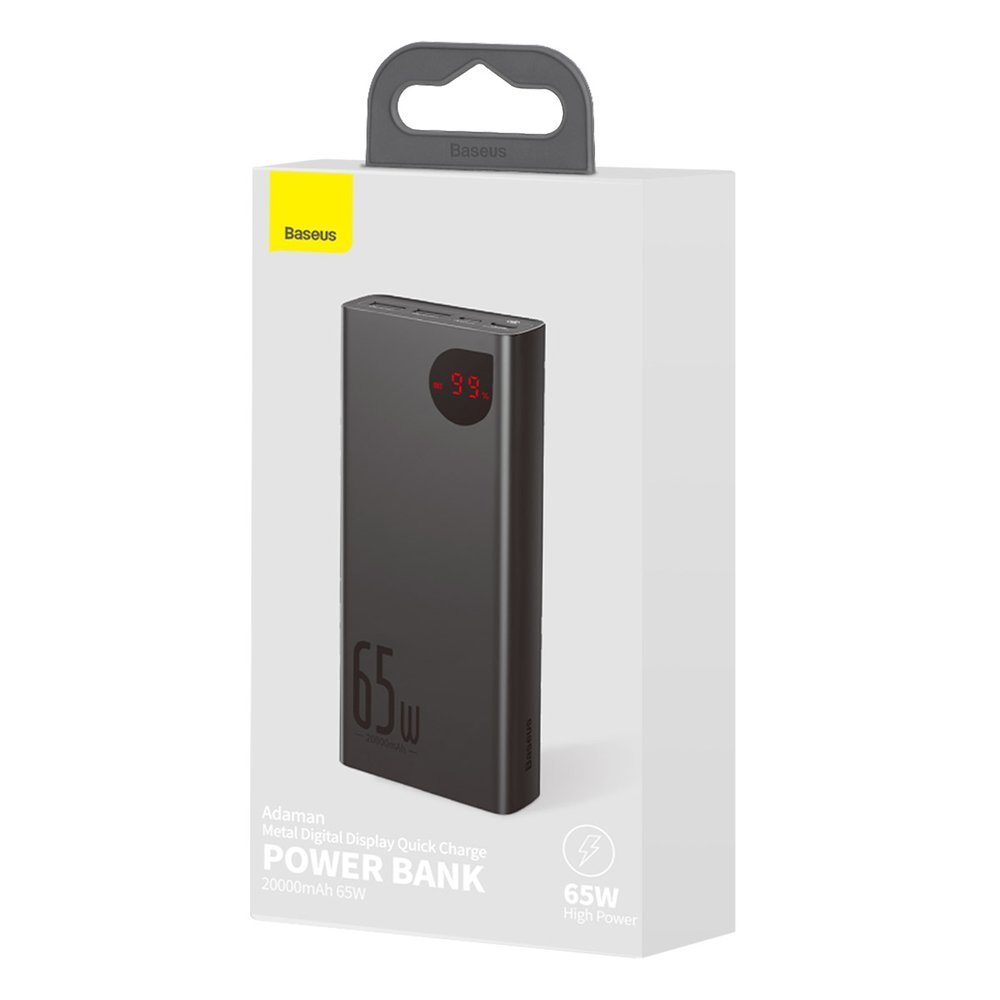 Baseus Adaman powerbank 2x USB / 1x USB Type C / 1x micro USB 20000mAh 65W Quick Charge 3.0 Power Delivery black