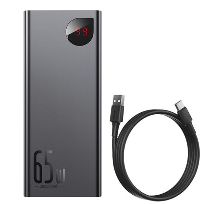 Baseus Adaman powerbank 2x USB / 1x USB Type C / 1x micro USB 20000mAh 65W Quick Charge 3.0 Power Delivery black