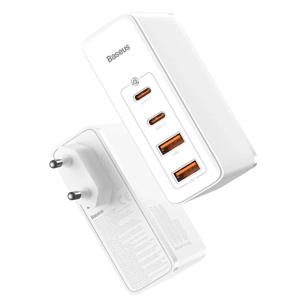 Baseus GaN2 Pro snabbladdare 100W USB / USB Typ C Quick Charge 4+ Strömförsörjning vit