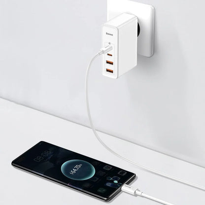 Baseus GaN2 Pro snabbladdare 100W USB / USB Typ C Quick Charge 4+ Strömförsörjning vit