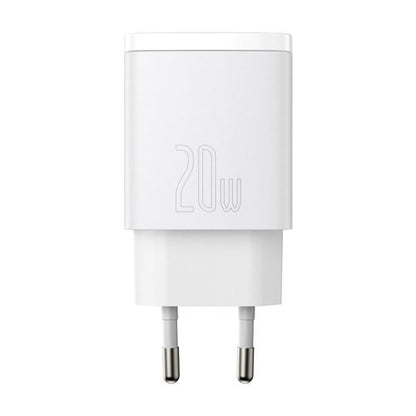 Baseus Kompakt Snabbladdare USB / USB Typ C 20W 3A Strömförsörjning Snabbladdning 3.0 Vit (CCXJ-B02)