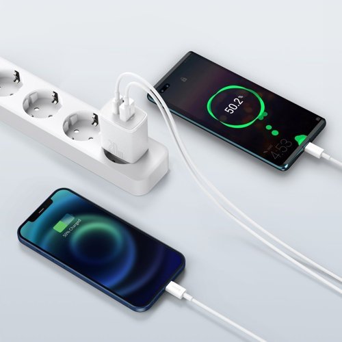 Baseus Kompakt Snabbladdare USB / USB Typ C 20W 3A Strömförsörjning Snabbladdning 3.0 Vit (CCXJ-B02)